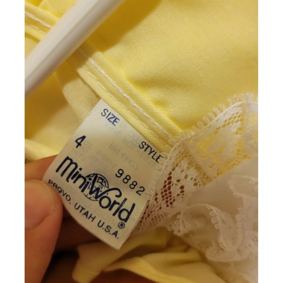 Vintage Mini World Yellow Tiered Lace Ruffle Party Dress 4T Pristine Condition! - Picture 4 of 11